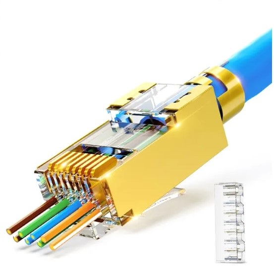 Pass Through stik RJ45, Combi Stiv/Blød/Rund, CAT6A S/FTP - 10 stk.