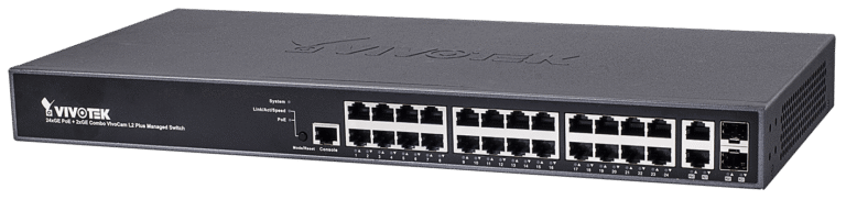Vivotek L2 VivoCam Managed 24 Gigabit PoE Switch, 24x GE PoE, 2x GE SFP Switch, 370W.