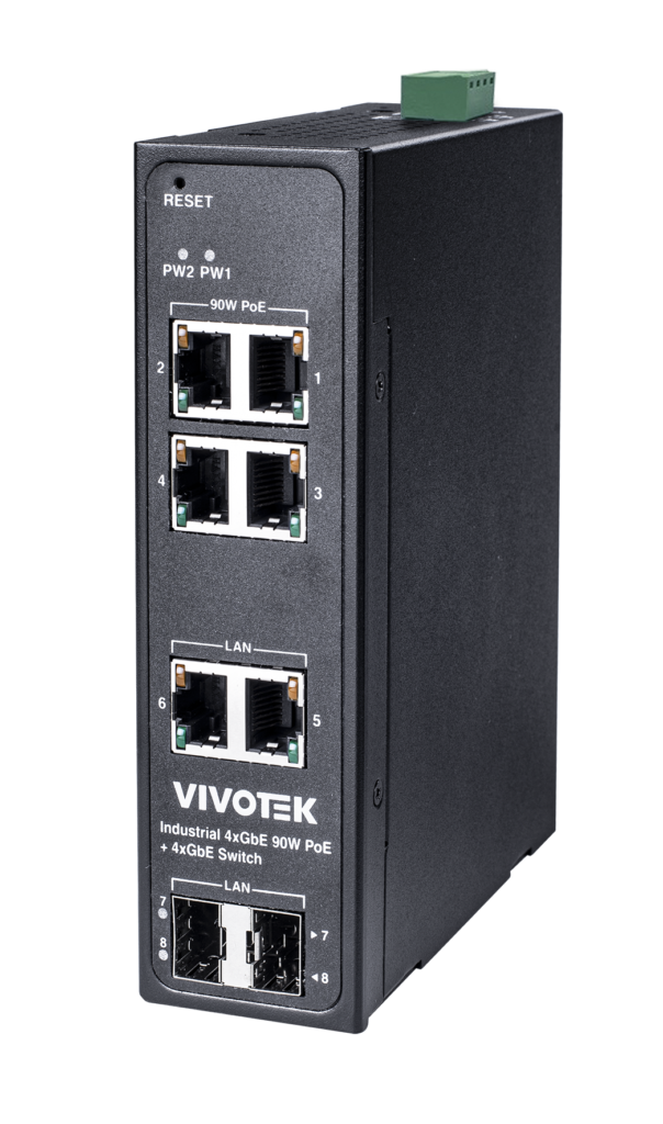 Vivotek Industriel 4xGE 90W bt PoE+2xGE UTP+2xGE SFP Switch, -40°C~75°C