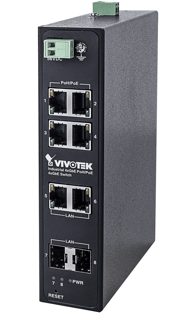 Vivotek Industrial 4xGE 95W PoE/PoE + 2xGE UTP + 2xGE SFP Switch, 1000Mbps, Max. 240W.