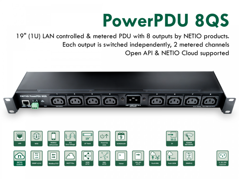 Smart PDU med 8 udgange og M2M API-protokol